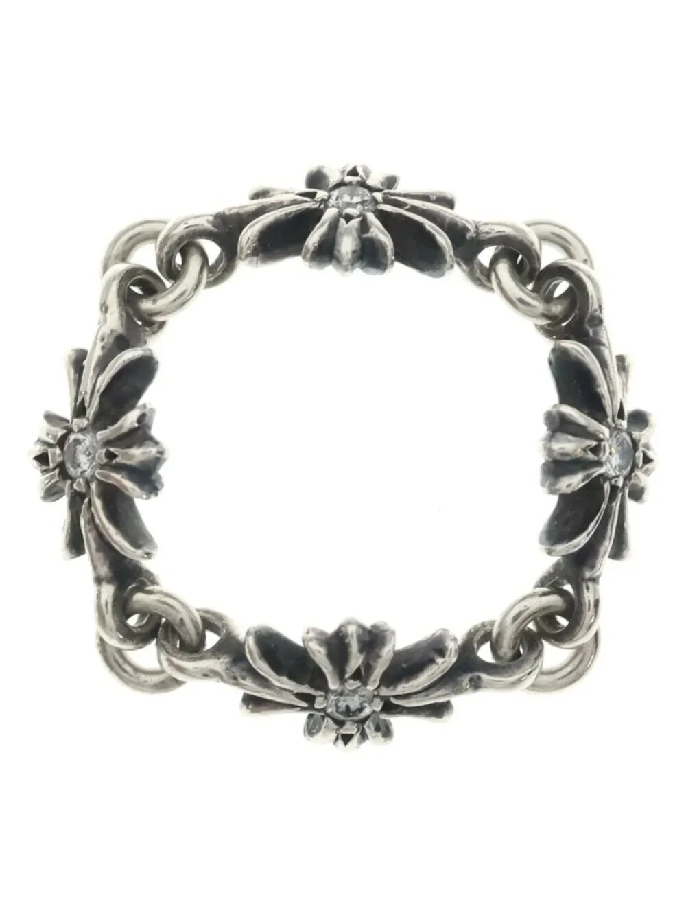 Chrome Hearts Tny CH Pls Dia Tiny CH Plus Diamond Ring Silver